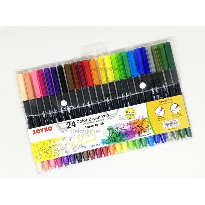 

Color Brush Pen 24 Color | Pen Kuas Warna Joyko Dual Tip Jumbo CLP-13A