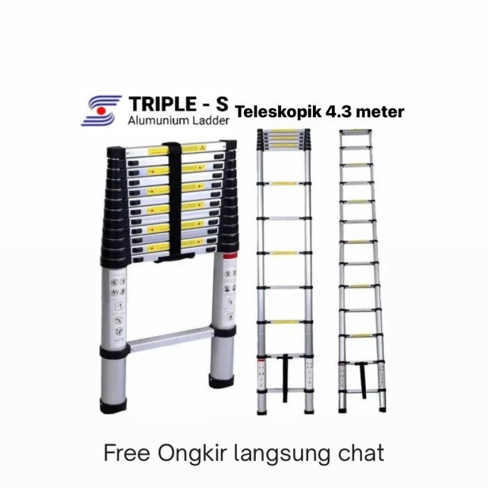 tangga lipat teleskopik 4.3meter tangga single teleskopik 4.3meter