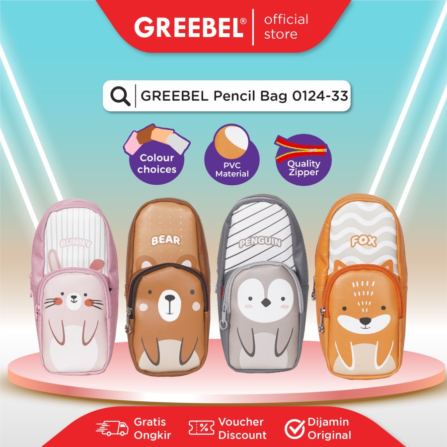 

GREEBEL Tempat Pensil (PENCIL BAG 0124-33) / Kotak Pencil Pen Anak Lucu Cute Warna Warni / Penyimpanan Alat Tulis