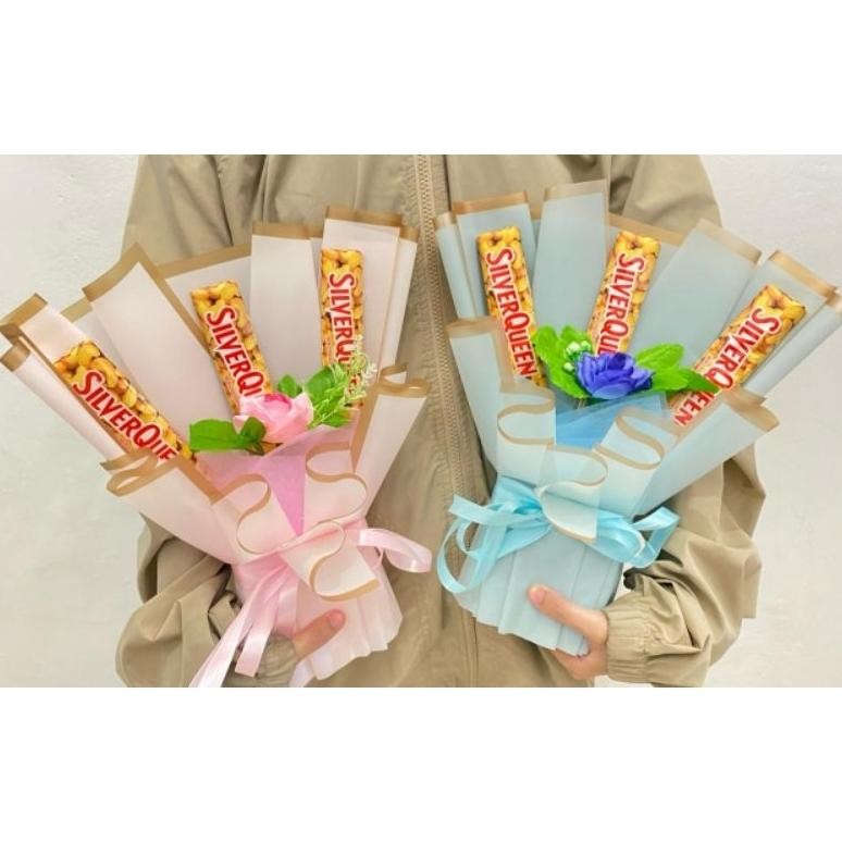 re-65 Buket Silverqueen | Buket Bunga palsu | Buket snack | Buket money | Buket cokelat | Buket vale
