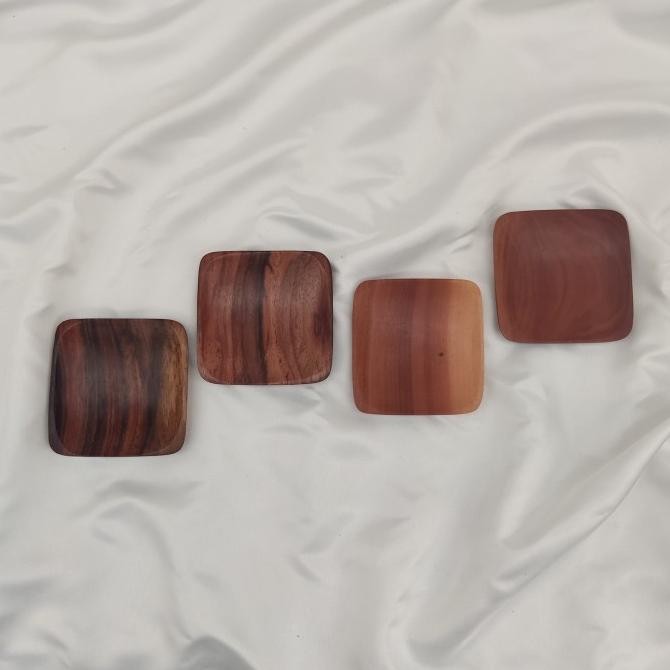 ] Piring Kecil Segi Sauce Dish Kayu Kotak Tempat Saus Wadah Saos Datar