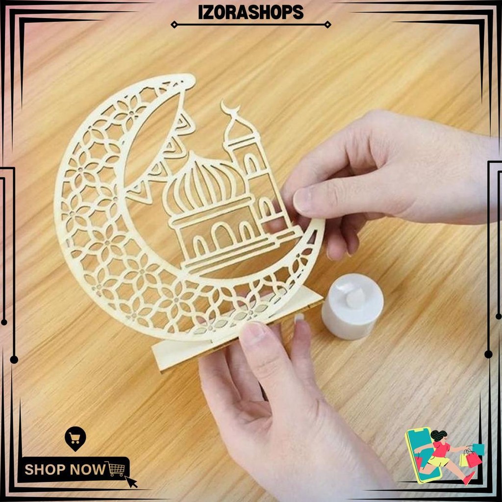 Lampu Dekorasi Bahan Kayu Lampu Hias Idul Fitri Lentera Ramadan Properti Foto Idul Fitri D Promo Pun