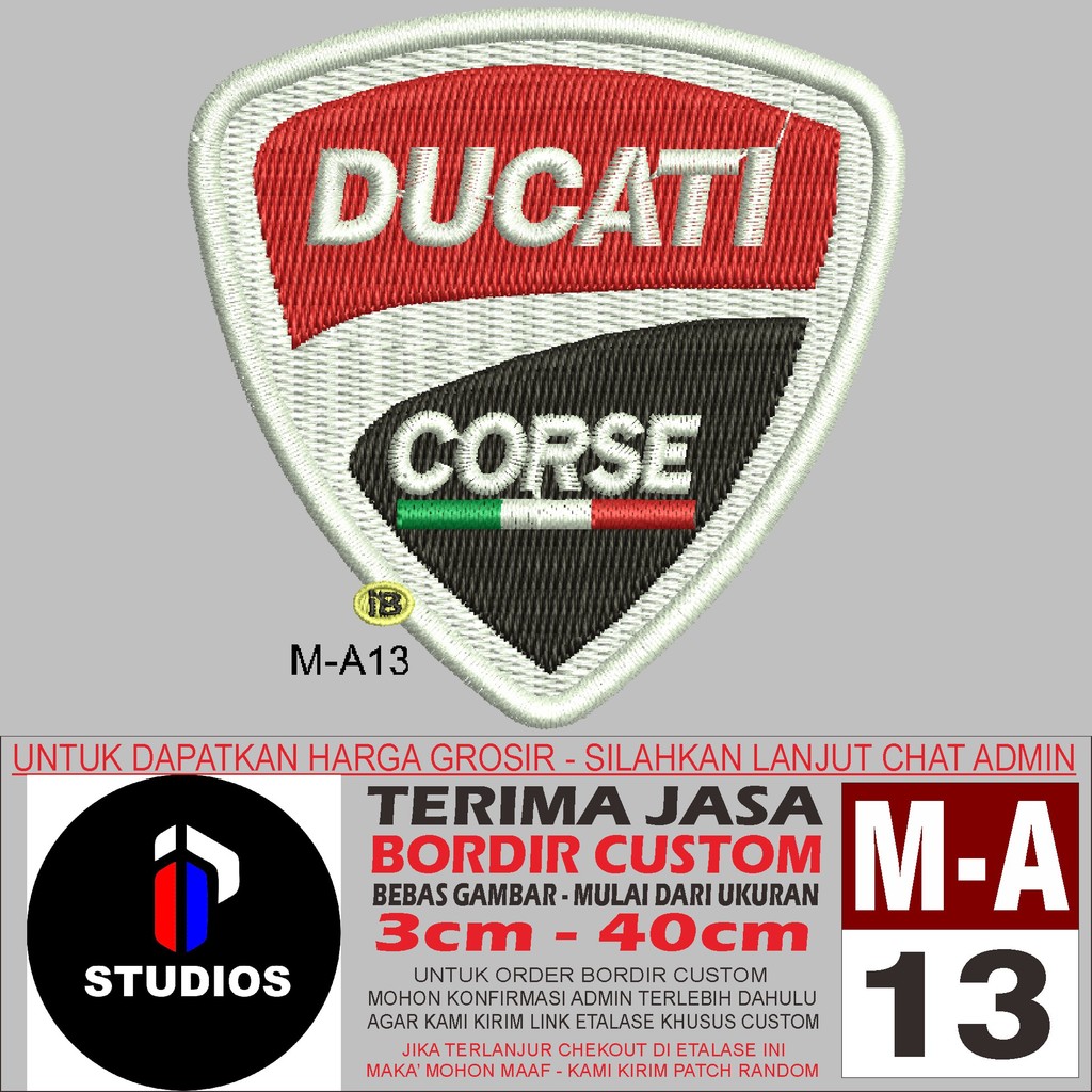 PATCH BORDIR LOGO M-A13 LOGO/BRAND AUTOMOTIV DUCATI - I STUDIOS REVIEW/TESTIMONI