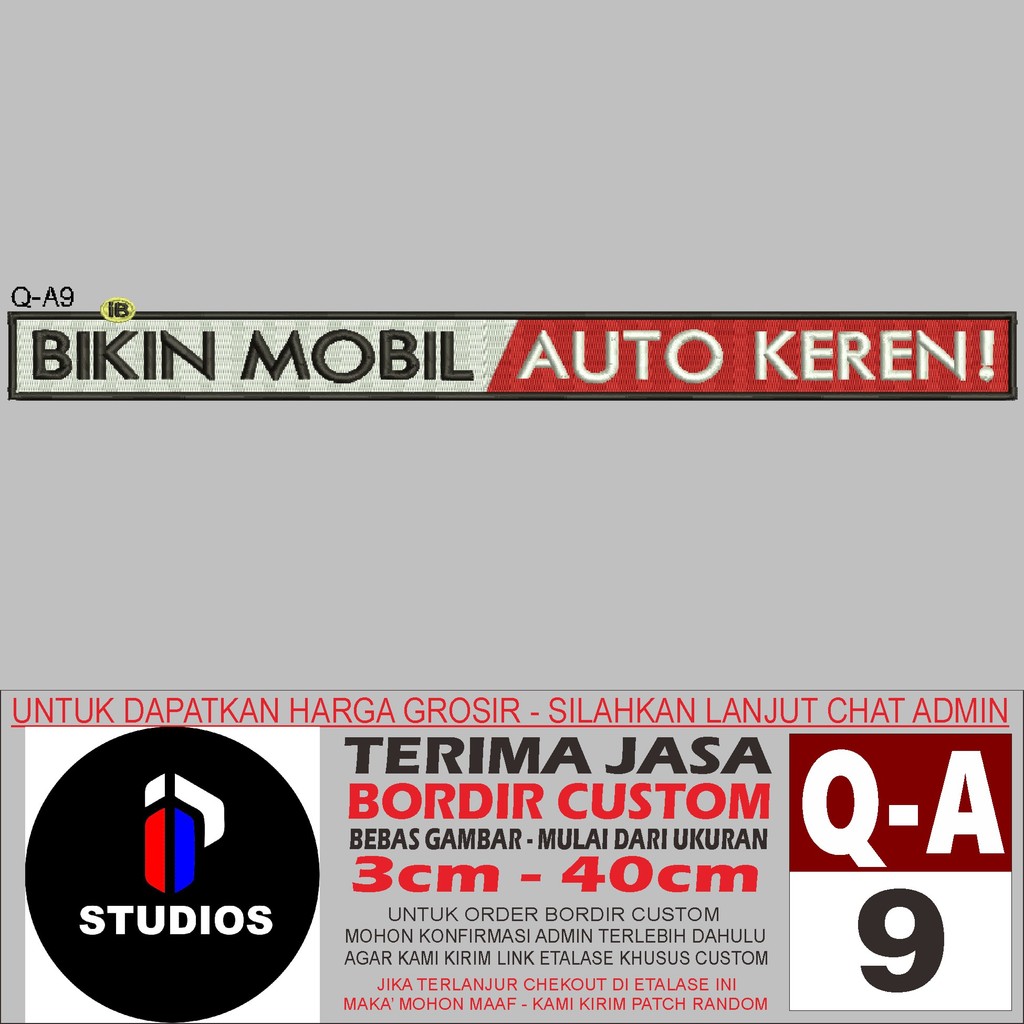 I STUDIOS PATCH BORDIR LOGO Q-A9 BIKIN MOBIL AUTO KEREN V2 - REVIEW/TESTIMONI
