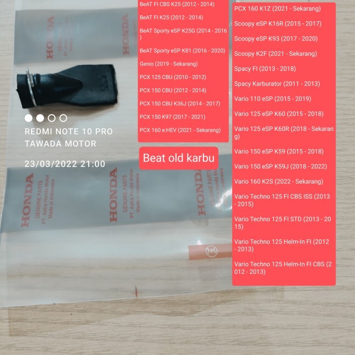 Tube Drain Cvt Honda Pcx 125 150 160 Barang Langka