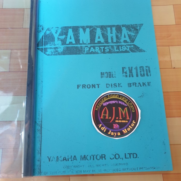 Buku Part Catalog Katalog Copian Yamaha Rx100 Rx 100 Barang Langka