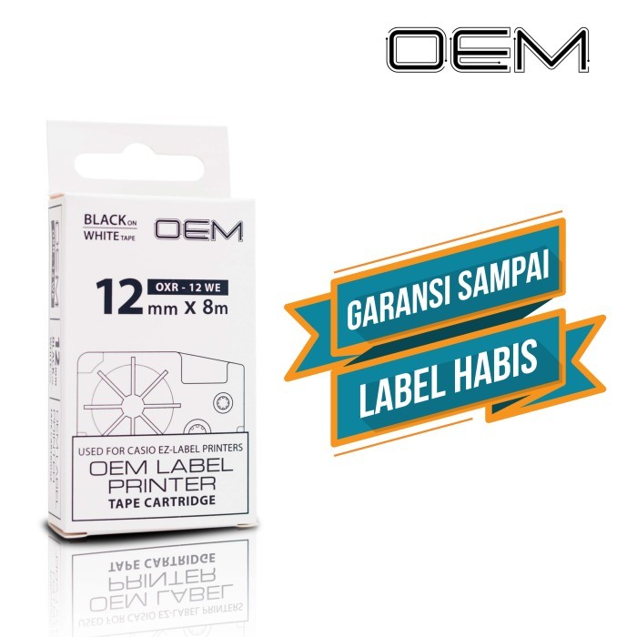 

Ready OEM TAPE EZ LABEL CASIO 12MM BLACK INK WHITE (OXR-12WE)