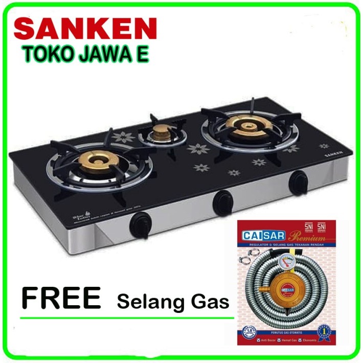 Sanken SG-533FS Kompor Gas 3 Tungku Tempered Glass Kualitas Premium