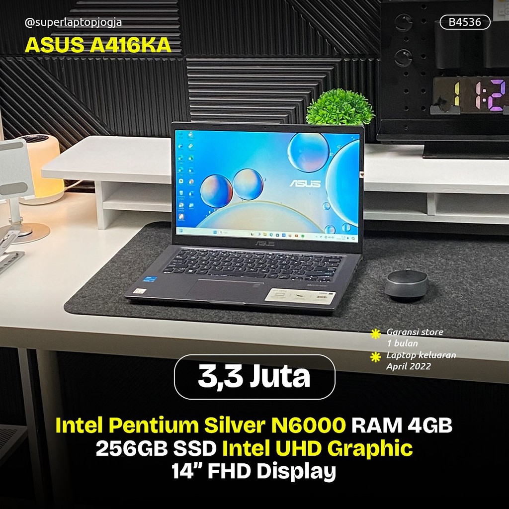 ASUS A416KA intel pentium silver n6000 ram 4gb ssd 256gb