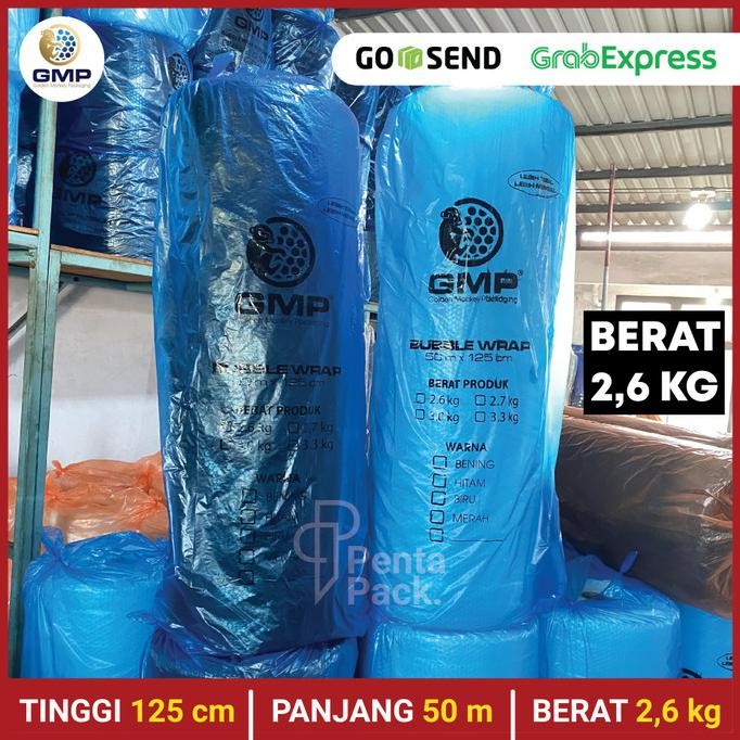 

Bubble Wrap GMP 125 cm X 50 m (Putih/Hitam) Berat 2,6 kg