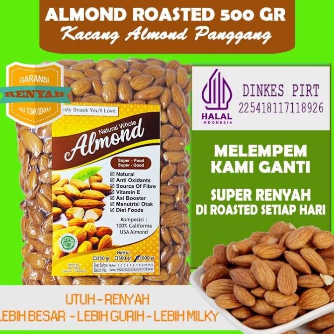 

500gr almond roasted kacang almond panggang kupas natural blue diamond termurah