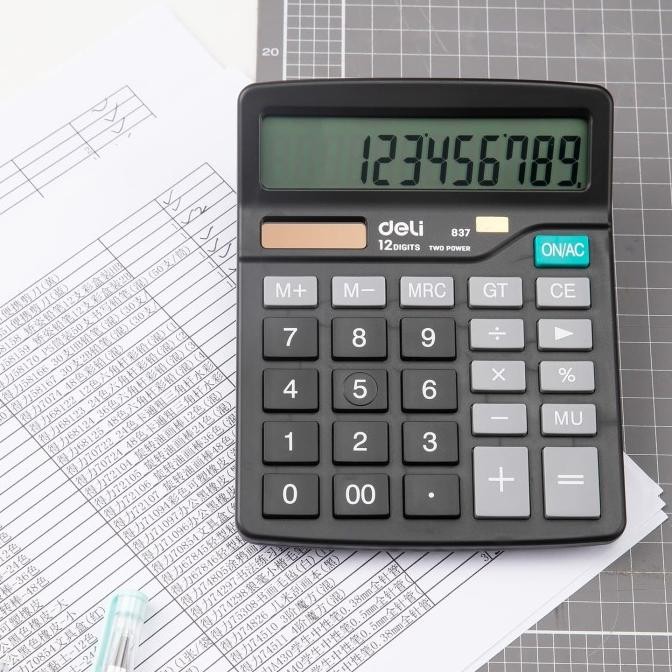 

TT60 Deli Kalkulator Double Power 12 digit Layar LCD kualitas tinggi W837 Berkualitas