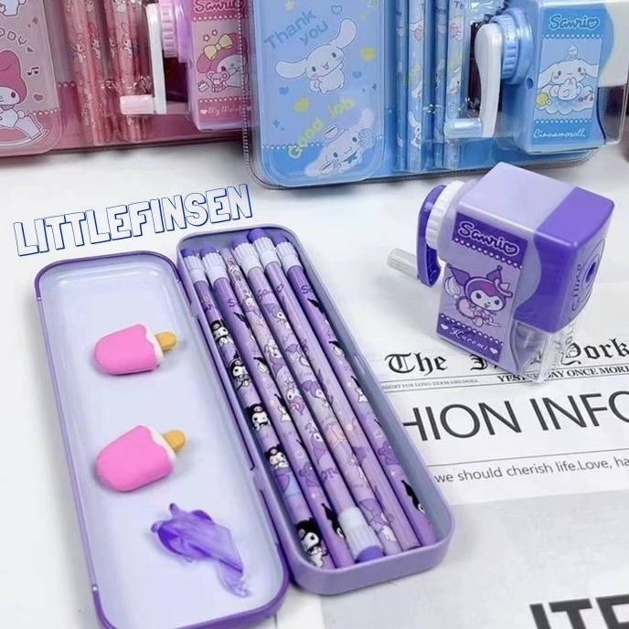 

Set kotak pensil sanrio/pensil kotak pensil rautan sanrio kuromi cinamurol melody LFS