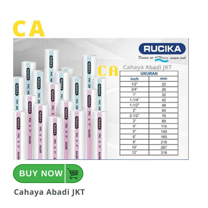 Pipa Air Pvc Rucika 1.5" / 11/2In D Harga Spesial