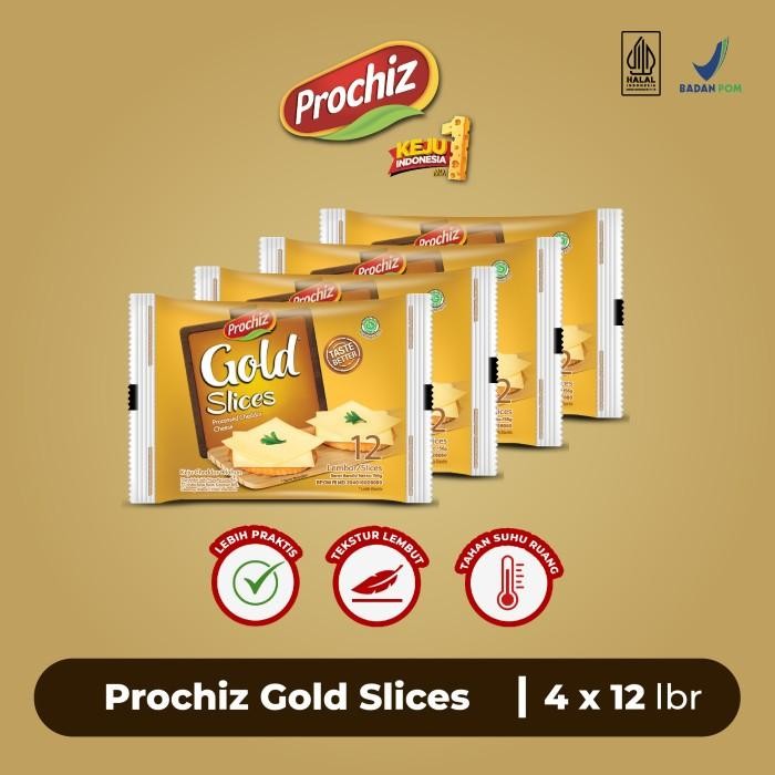 

Keju PROCHIZ Gold Slices 12's Paket 4 pcs Kualitas Terbaik