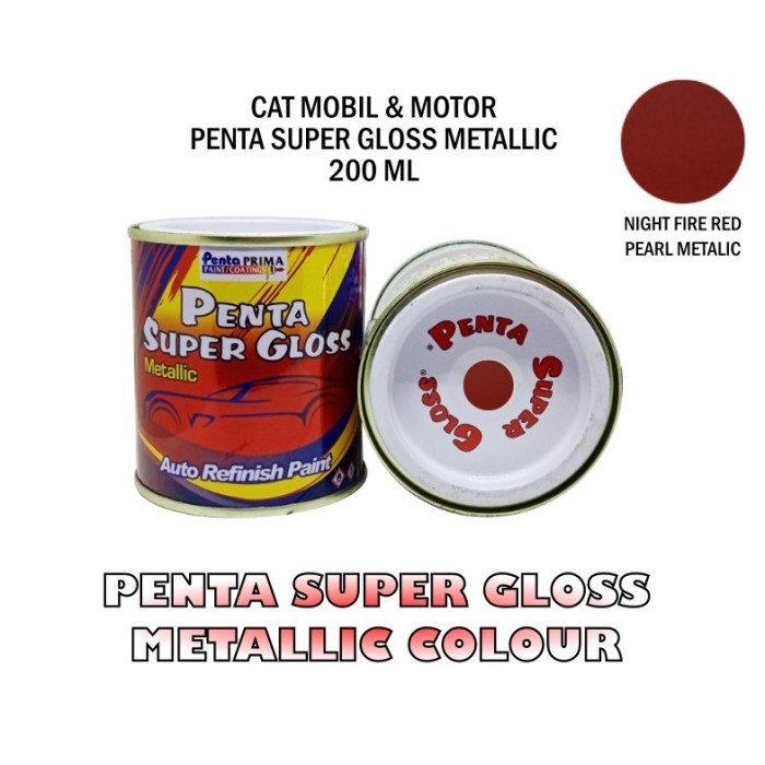 $$$$] CAT PENTA NIGHT FIRE RED PEARL 200 gram - cat penta merah maroon - cat penta maron metalik -