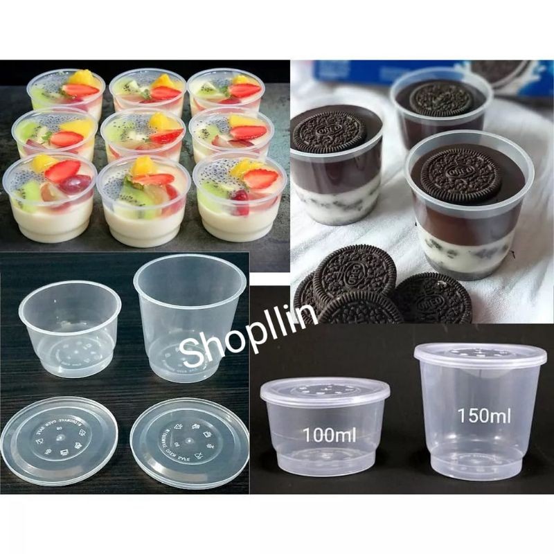 25pcs Cup Puding Tebal DM + Tutup 100ml 150ml / Cup AGAR - Kemasan Praktis untuk Hidangan Penutup / 
