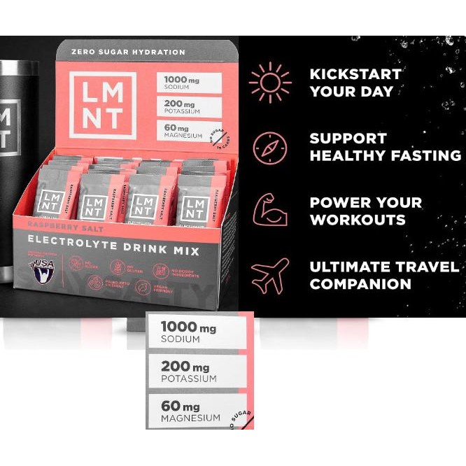 

LMNT Zero-Sugar Electrolytes Keto Paleo Hydration Powder Packets