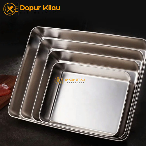 Nampan Stainless Tebal Loyang Persegi Baking Tray Tinggi 6 Cm