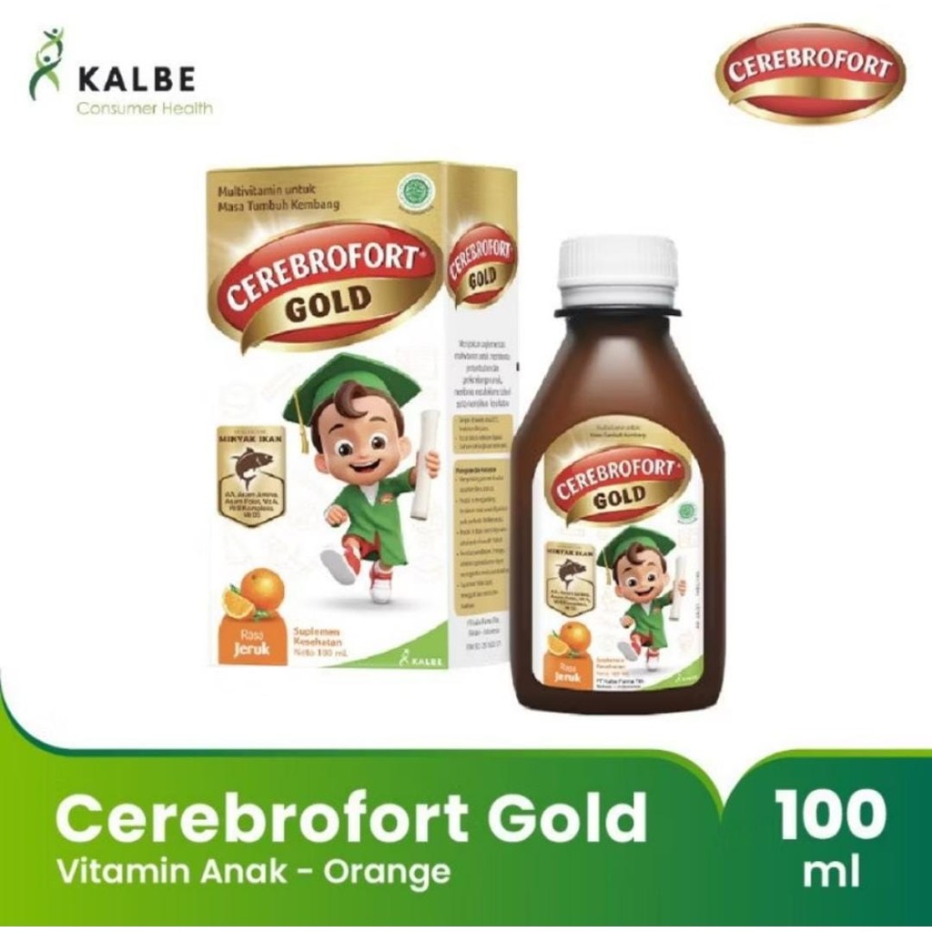 Cerebrovit / cerebrofort gold JERUK vitamin otak daya ingat 100 ml / Rasa Jeruk