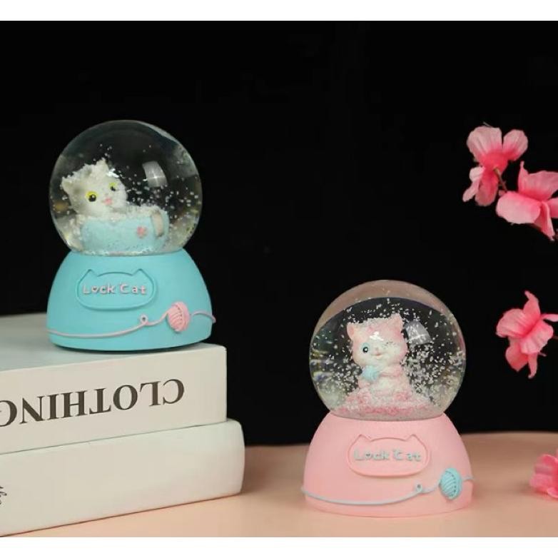 SPECIAL bola kristal salju lampu snowball princess / bear / lucky cat / mickey   kado souvenir fgh-5