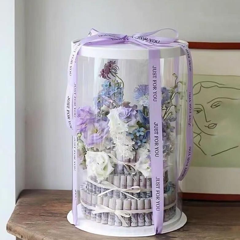 

SPECIAL Cake Box Kue Tinggi Bulat Mika Transparan Untuk Box Buket / Cake Uang, dll. we-12