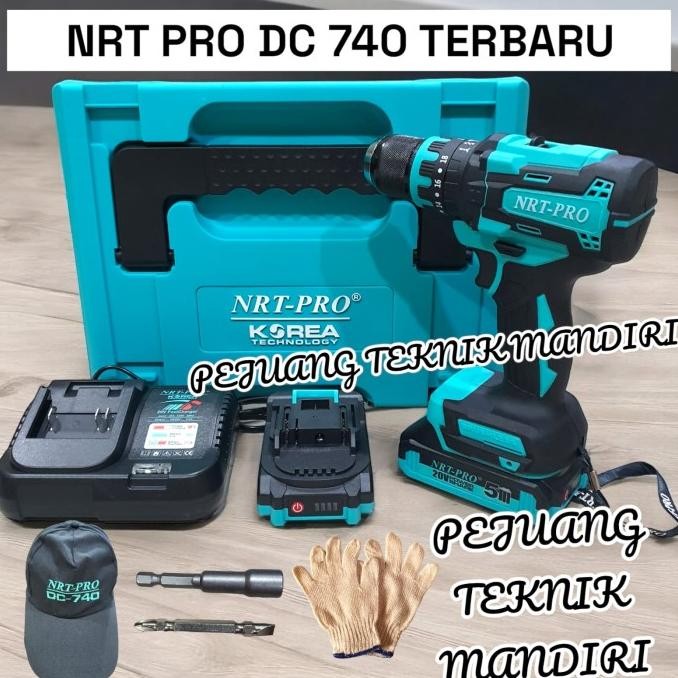 Mesin Bor Cordless Brushless Nrt Pro Dc740 Set / Nrt Pro Dc-740 Set