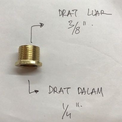 Ready oke] PENGUBAH UKURAN DRAT OTOMATIS SANYO SHIMIZU PANASONIC 3/8 x 1/4 Besar ke kecil Kuningan -