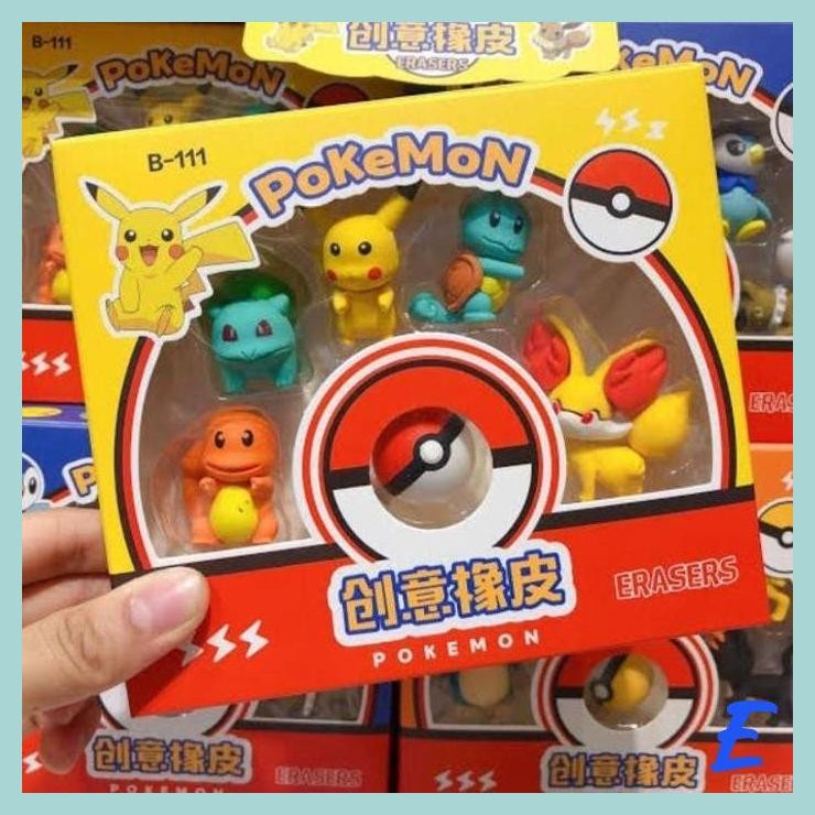 

| RDB | PENGHAPUS PENSIL POKEMON SET 6 ERASER ALAT TULIS PREMIUM