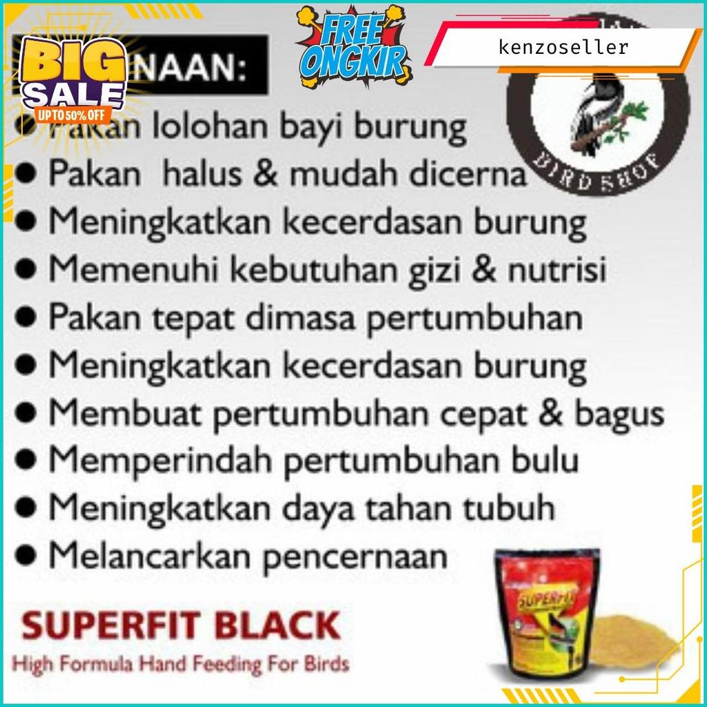 Superfit Black Voer Loloh Pakan Makanan Lolohan Anakan Piyek Burung Murai Anis Kacer Lovebird Cucak 