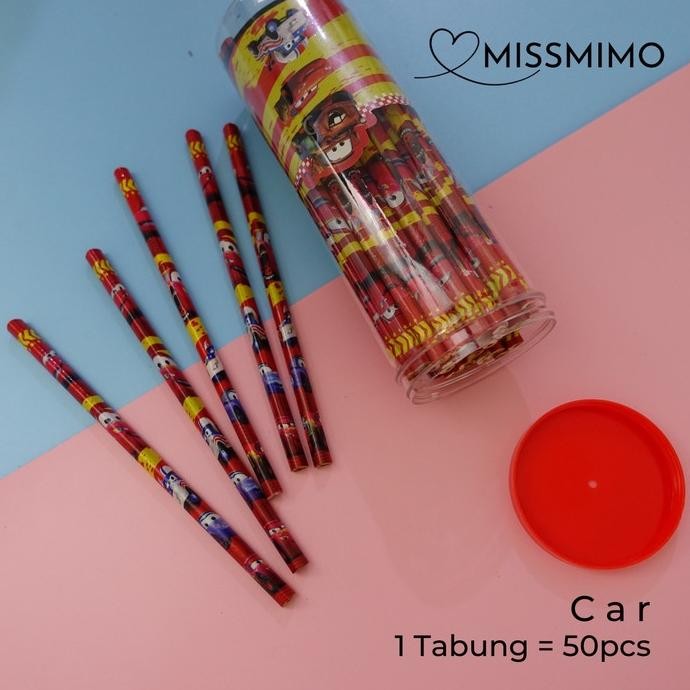 

QV21 Pensil Anak Fancy Karakter Pot isi 50pcs Pensil Tabung Motif Kartun Hemat