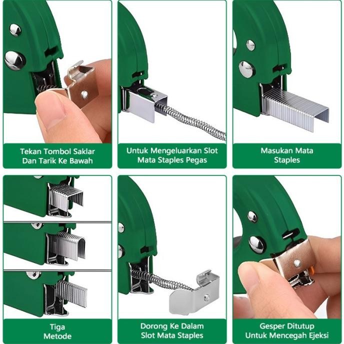 

qw-45 ISKU Isi Staples tembak jok motor/Stapler tembak kayu gun paku steples tembak 3 in 1 tacker Bisa 3 Jenis Staples - 1 set Terlaris