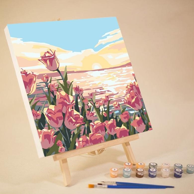 

rwet-23 Paint By Number 20x20 / DIY Lukisan Bunga Cantik Kanvas aesthetic / DIY kerajinan Tangan Melukis Sendiri / Painting KIT DIY Sale