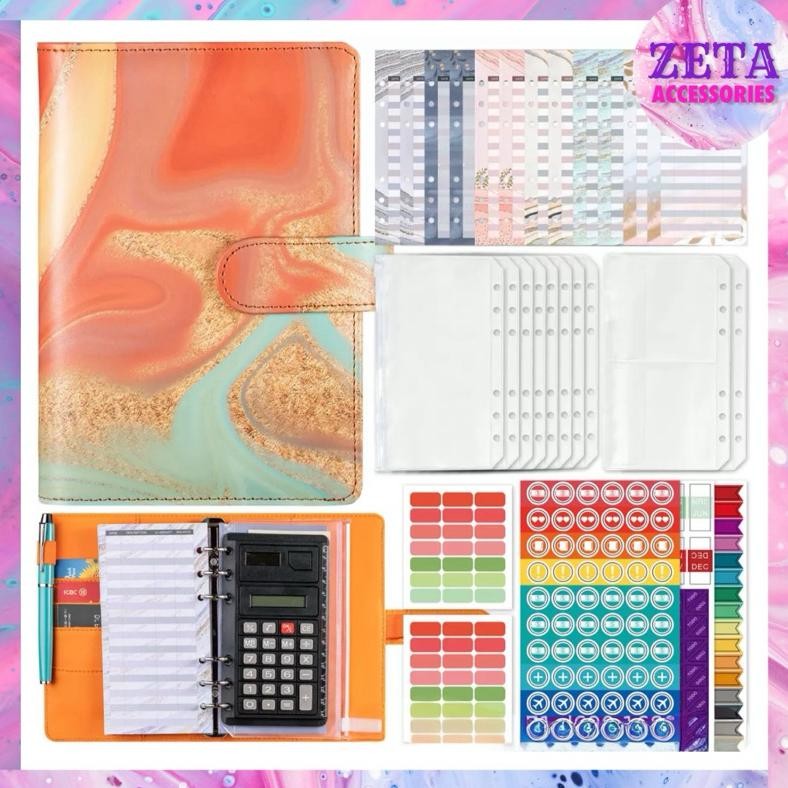 

Um57 ZETA BN01 - Binder kulit keuangan A6 6 ring motif marble full set premium / Binder kulit A6 6 lubang / Note book premium Murah