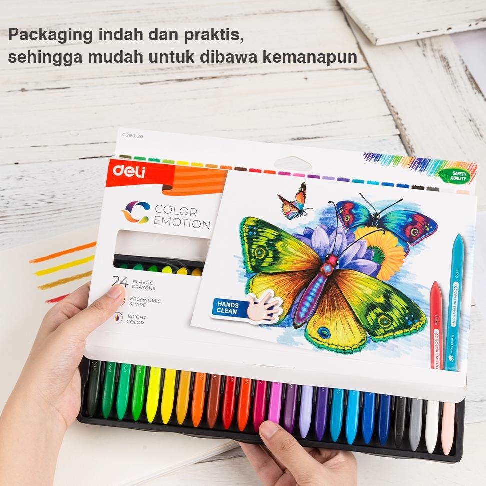 

fbx-4 Deli Krayon Sekolah 24 Warna Cerah Bentuk segitiga ergonomis tidak beracun EC20020 Original
