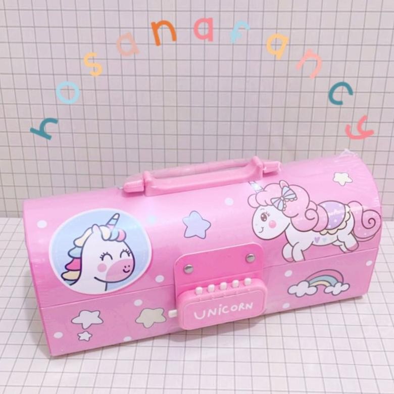 

TERLARIS Kotak Pensil Karton Lengkung Pakai Kode Kunci/ Tempat Pensil/ Pencil Case - - AY12 Up15