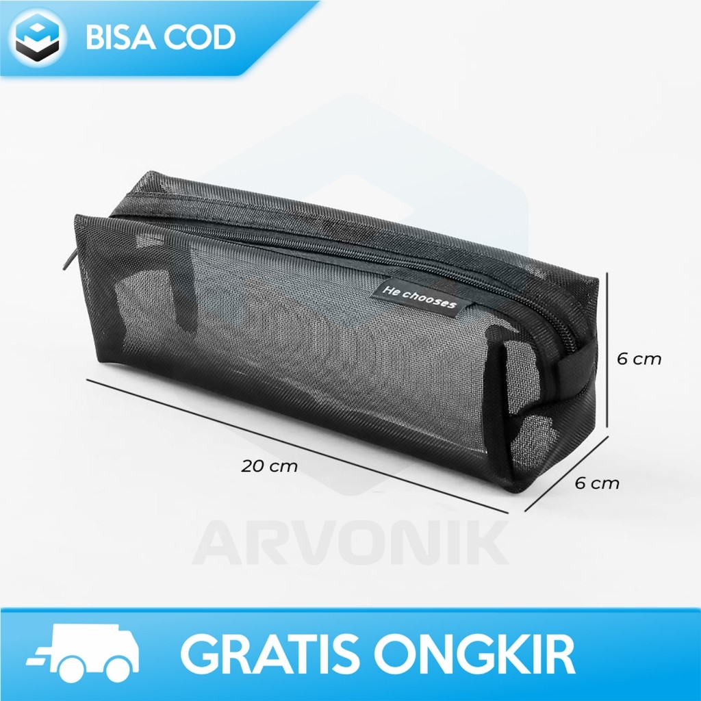 

YXI TEMPAT PENSIL JARING TRANSPARAN RESLETING SIMPLE STATIONERY ZIPPER XM4