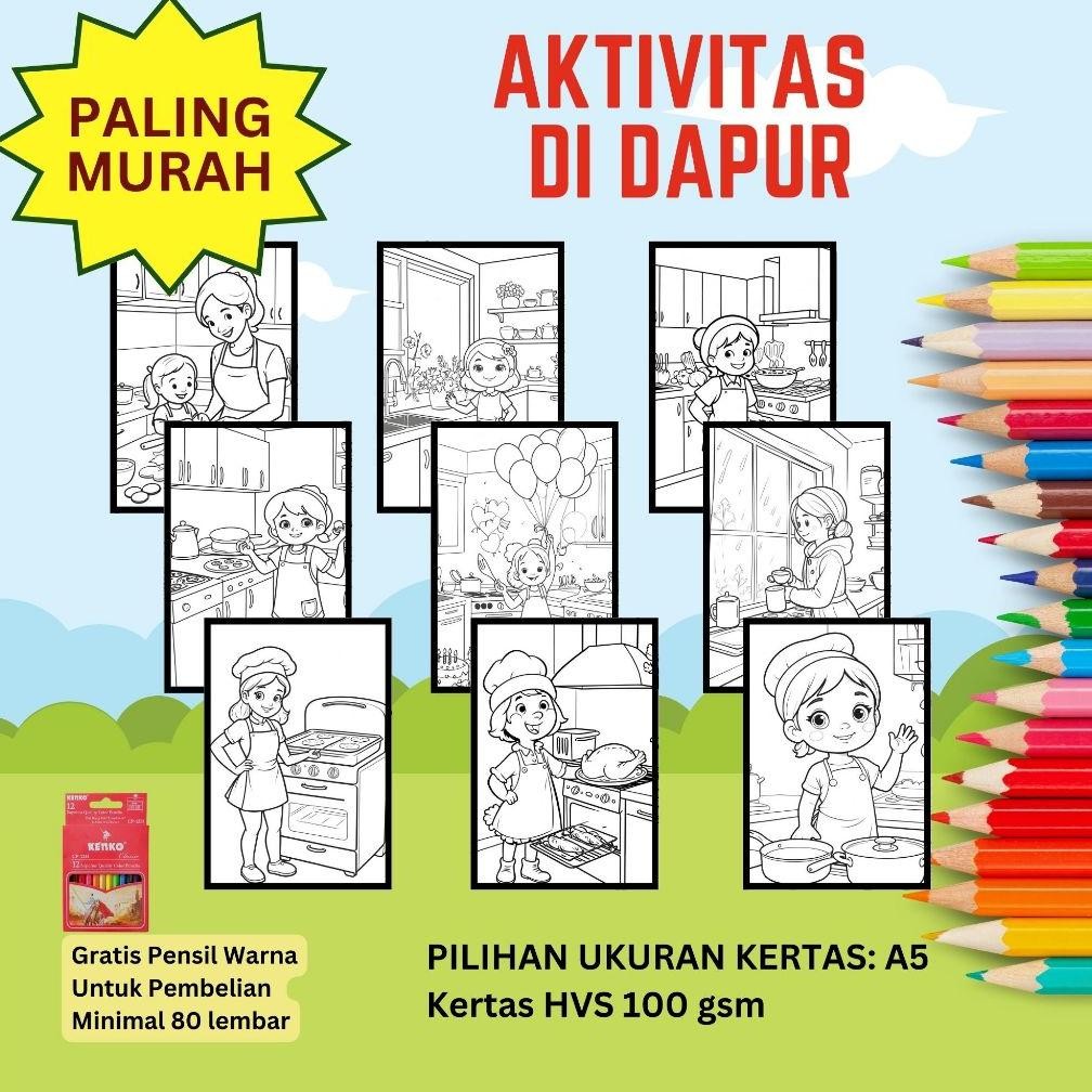 

Kertas Mewarnai Ukuran A5 / Tema Dapur / Buku Gambar Mewarnai / Coloring Book / Untuk Sd Tk Paud Aman Terbaik