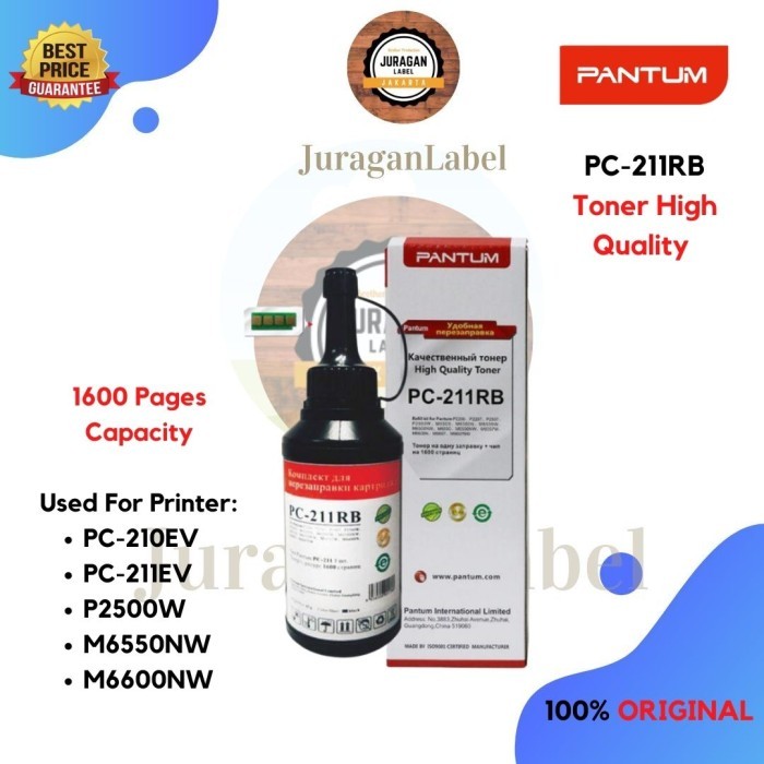 Toner Pantum PC-211RB Refill PC211RB for P2500W M6550NW M6600NW