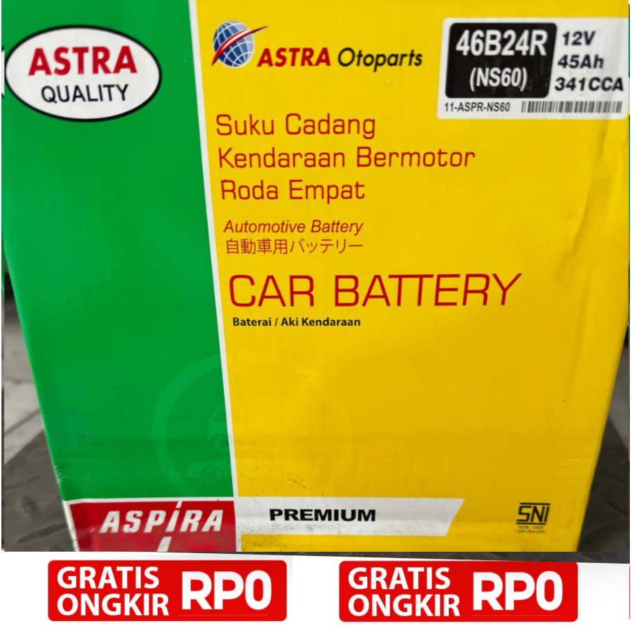 Aki Aspira NS60 / 46B24R Original Asli Astra Otoparts 100%