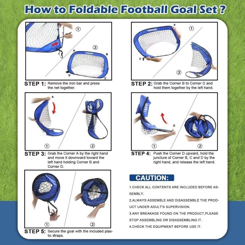 1Set Gawang Portable Sepak Bola Anak Gawang Bola Anak Gawang Lipat Untuk Anak Latihan Akurasi