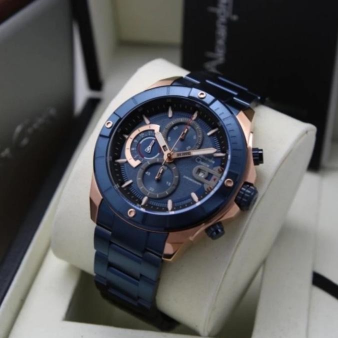 JAM TANGAN PRIA ALEXANDRE CHRISTIE AC6631 AC 6631 BLUE ROSEGOLD