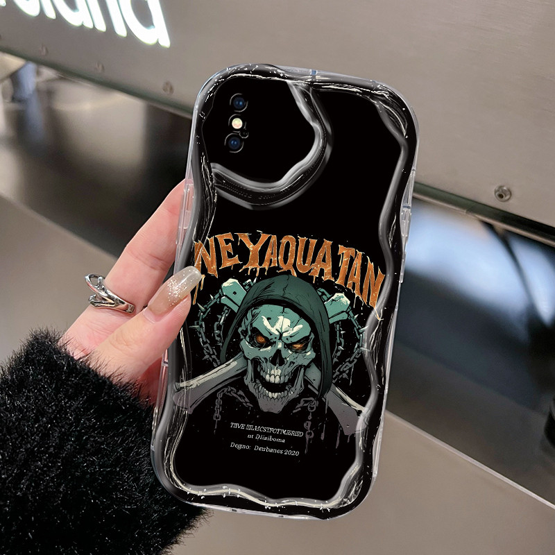 Casing Hp Untuk iPhone X Xs Max Xr Case Casing pola kematian Kasing ponsel Cesing ombak Kesing Silik