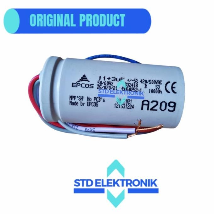Kapasitor Mesin Cuci Sharp 2 Tabung Original Epcos 11+3 Uf A209