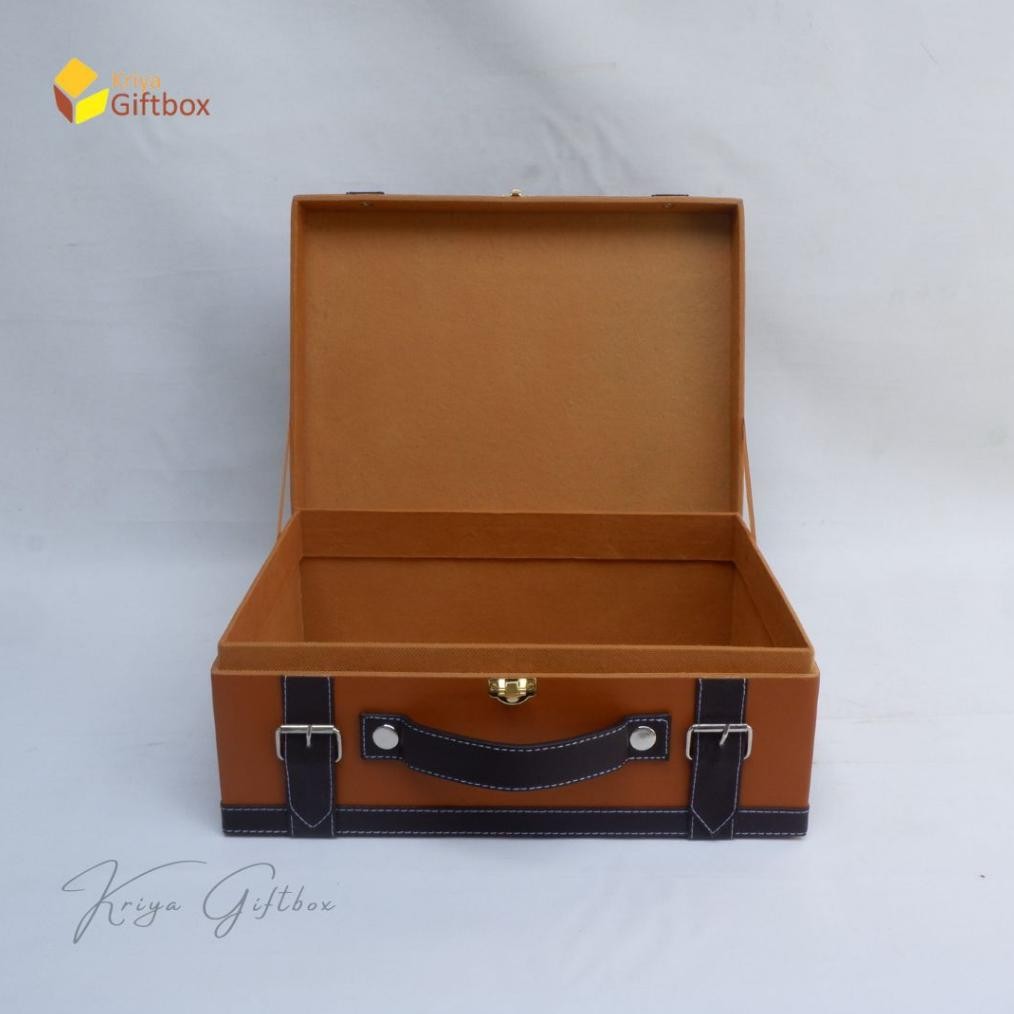 

m-4 Box Hamper Model Koper Kotak Bahan Kulit Sintetis (Coklat Tua) Murah Original