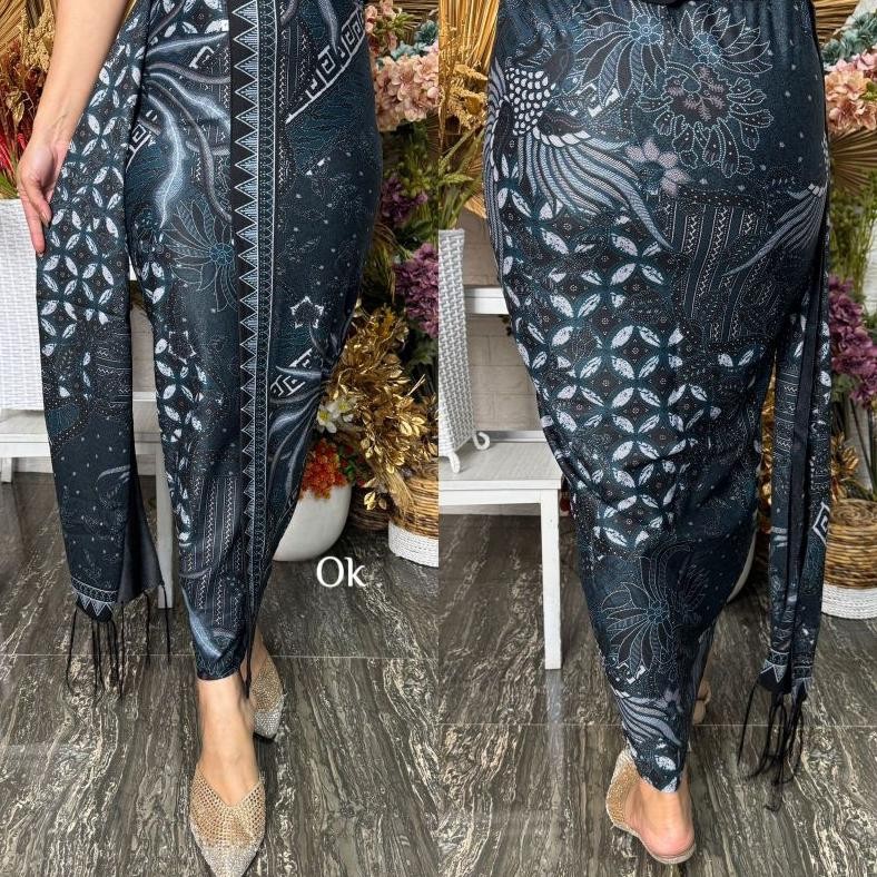 Eqw-68 Rok Set Selendang Denim Batik Premium | Kamen Jadi Denim Strait | Rok Batik Premium Termurah