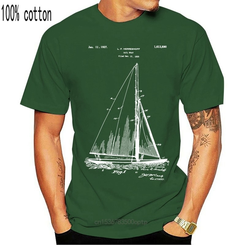 Kaos hitam cotton T-shirt Kaos Perahu Layar Baru Kaos Perahu Layar Herreshoff Paten Perahu Layar Had