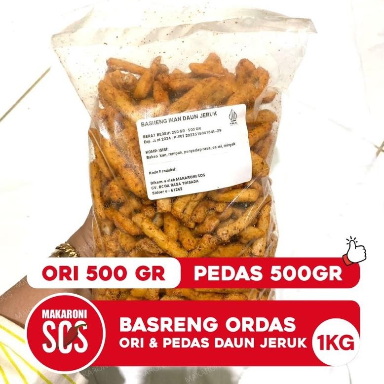 

Sale Basreng (Ordas) Komplit Ori Pedas 1Kg Basreng Pedas Daun Jeruk + Basreng Ori Daun Jeruk Premium