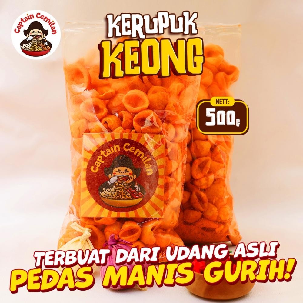 

Terpercaya 500Gram Kerupuk Keong Pedas Balado Renyah Kriuk Captain Cemilan High Quality