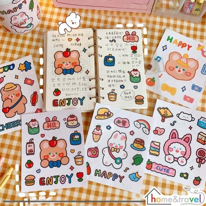 

Hovelshop Stiker Aesthetic Lucu Imut Beruang Kelinci Dekorasi Case Hp